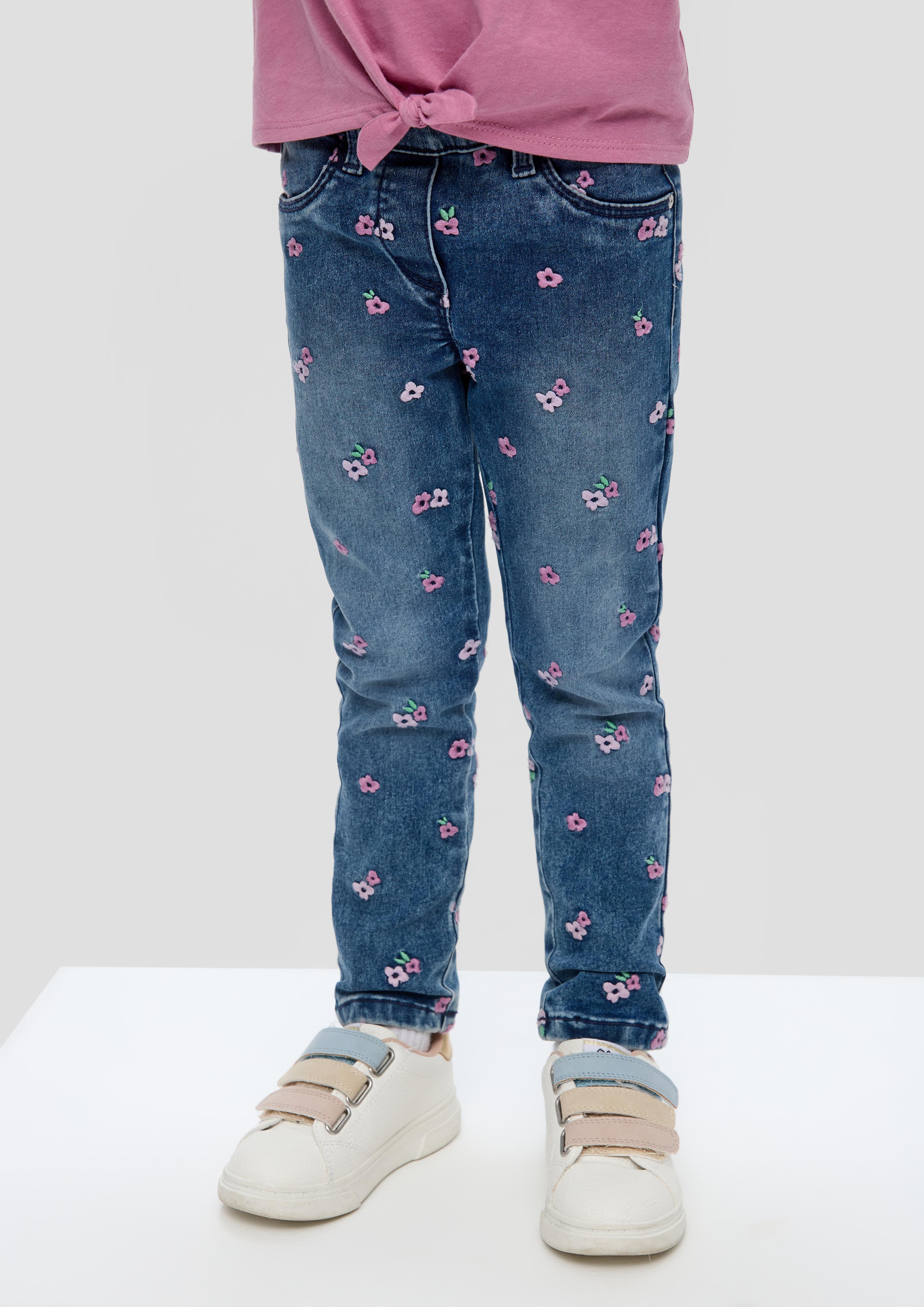 Jeans / Slim Fit / High Rise / Slim Leg / Blumenstickerei  2140077-54Z4