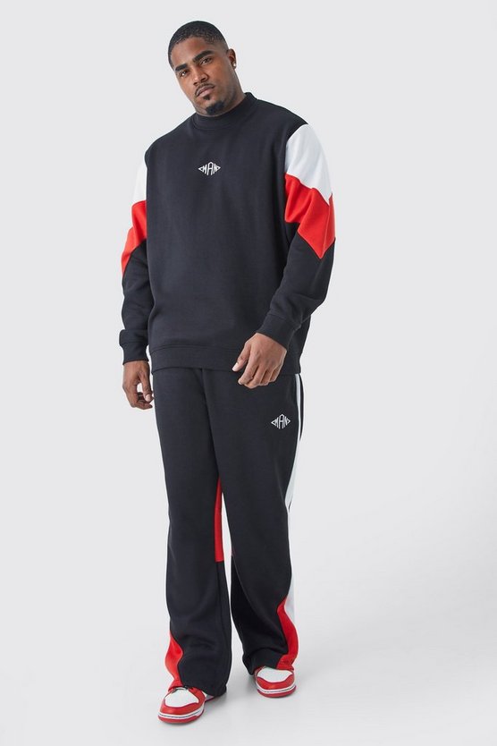 Plus Man Colorblock Sweatshirt-Trainingsanzug