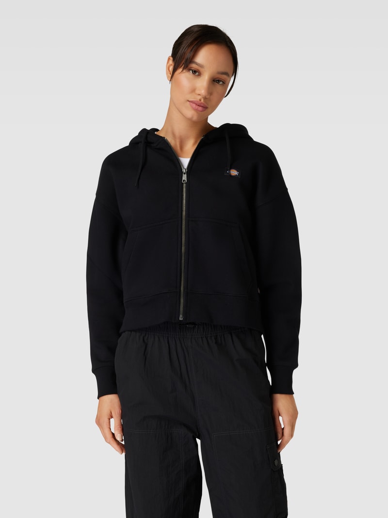Sweatjacke in unifarbenem Design Modell 'OAKPORT' in schwarz