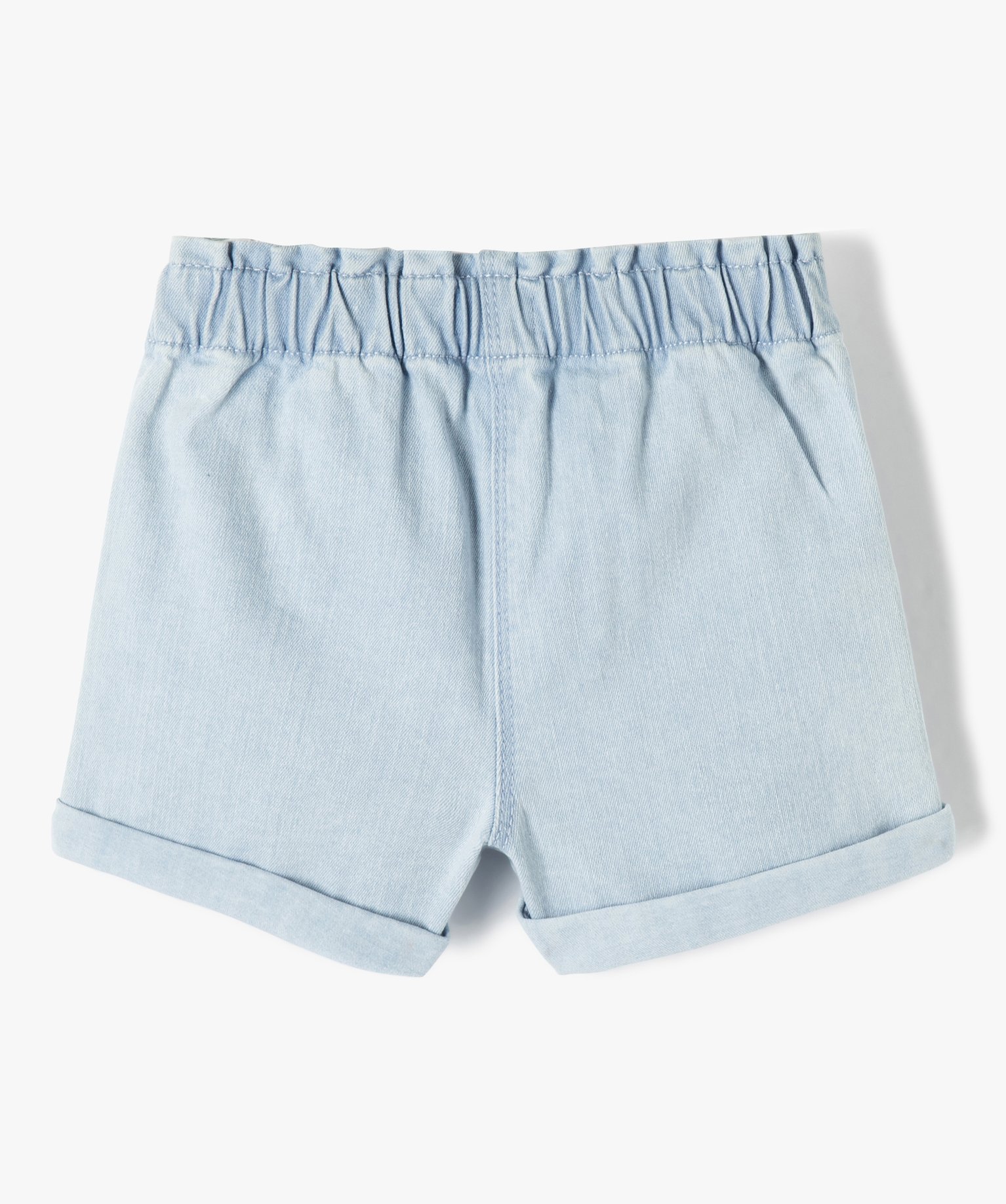 Short en jean bébé fille uni avec revers et taille élasti... denim | GEMO
