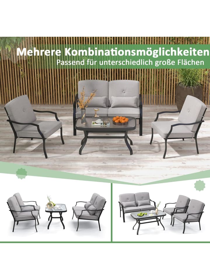 COSTWAY 4 tlg. Gartenmöbel Set in Grau günstig kaufen onesize