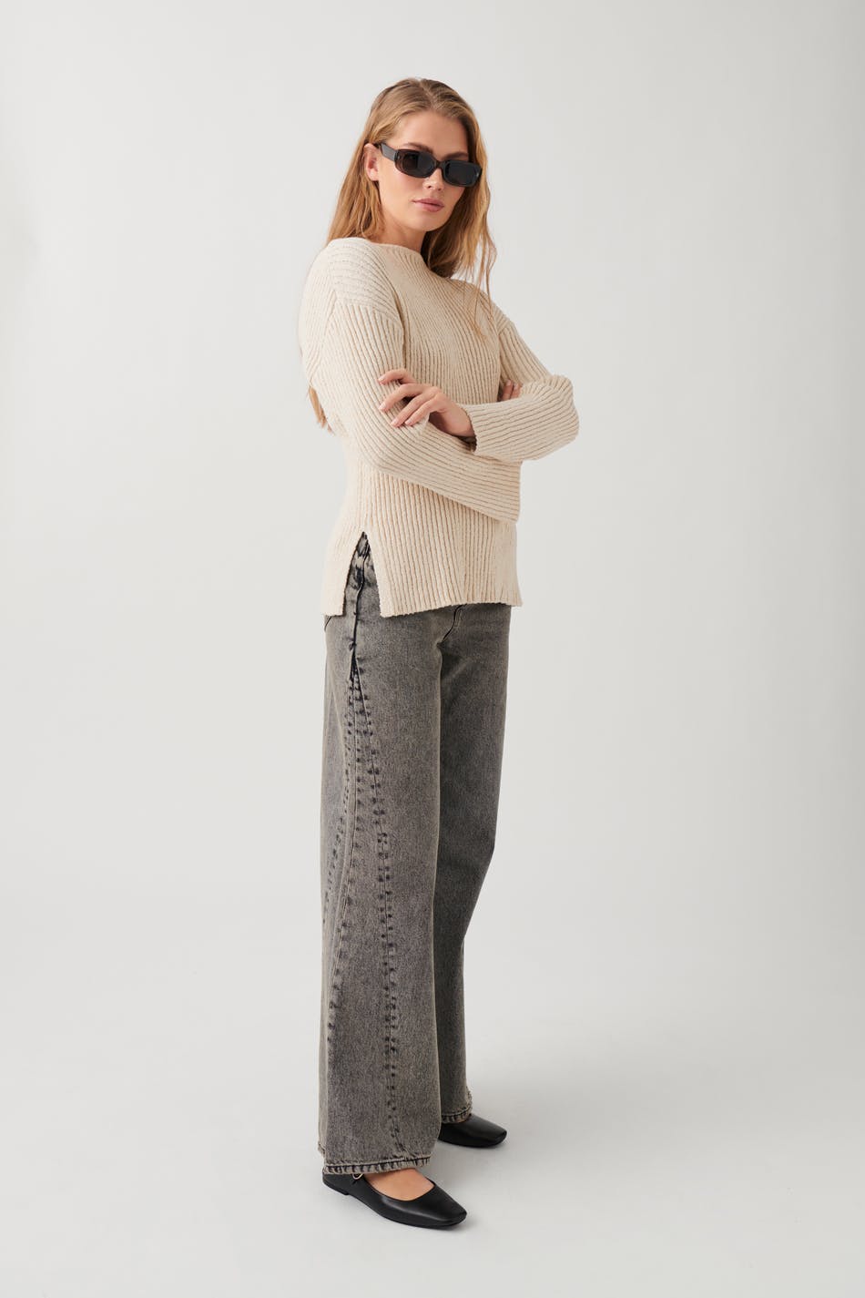 Knitted boatneck sweater