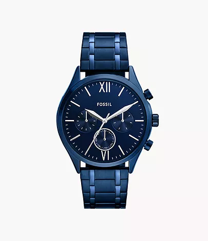 Fossil Outlet Uhr Fenmore Multifunktionswerk Edelstahl blau