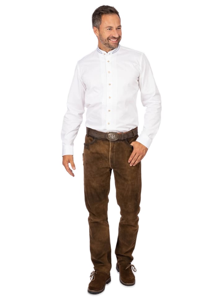 Almsach Stehkragenhemd LF928-CO in weiß-jeans günstig kaufen