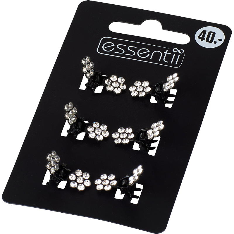 Essentii Hårlus 6 stk sort m/strass