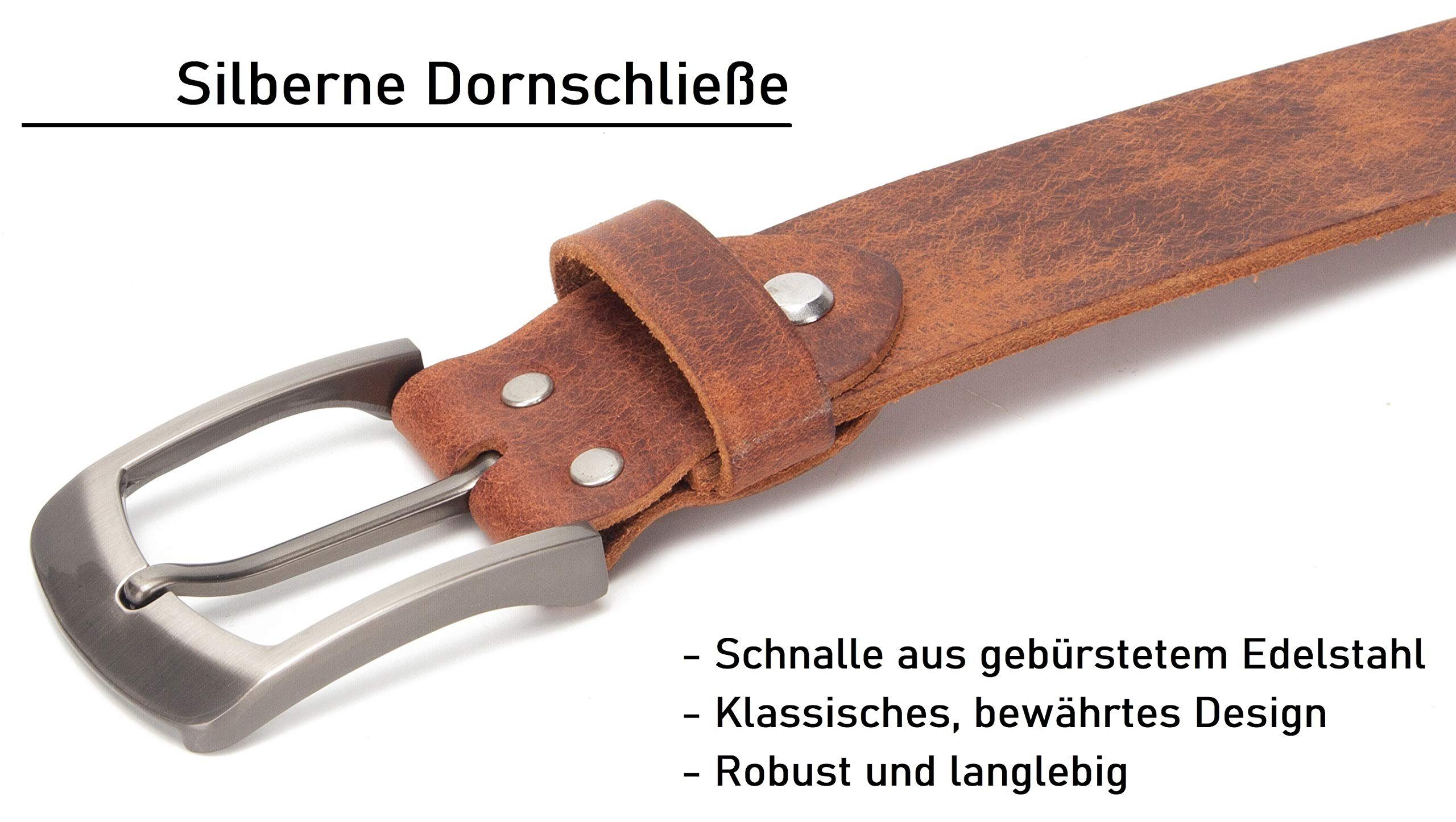 Frentree Ledergürtel aus 100% Echtleder, MADE IN GERMANY 3,8 cm breiter Gürtel aus Leder, kürzbar, Braun