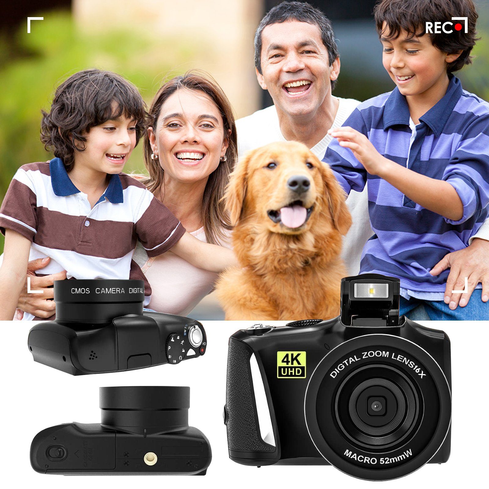 Fine Life Pro Digitalkamera 4K, 48MP Fotokamera mit 3.0