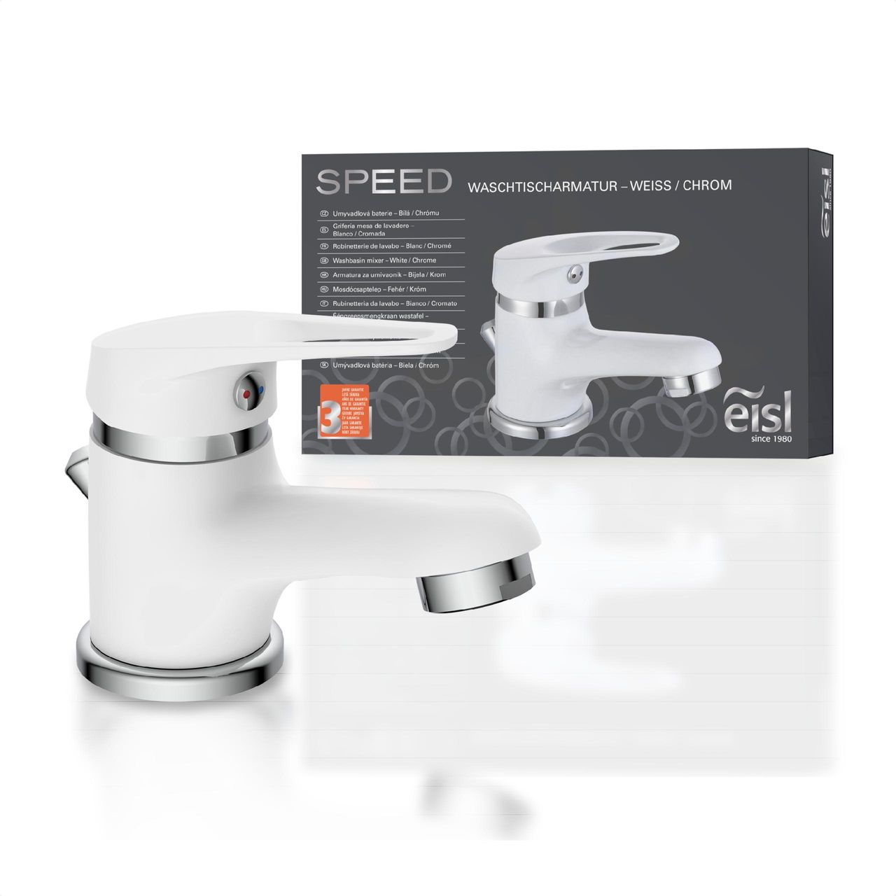 Eisl SPEED Waschtischarmatur mit Zugstange, Wasserhahn Bad mit Ablaufgarnitur, Mischbatterie Waschbecken