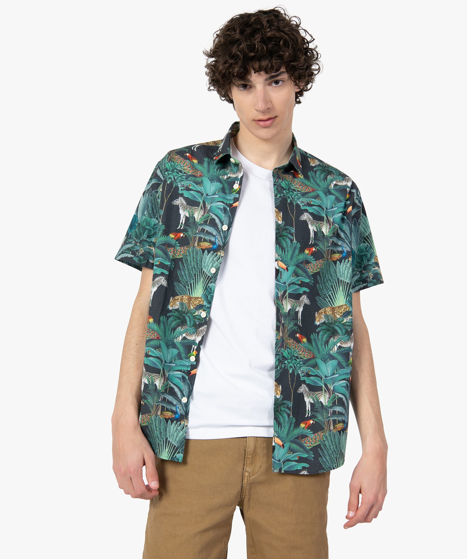 Chemise homme à manches courtes à motifs savane imprime | GEMO