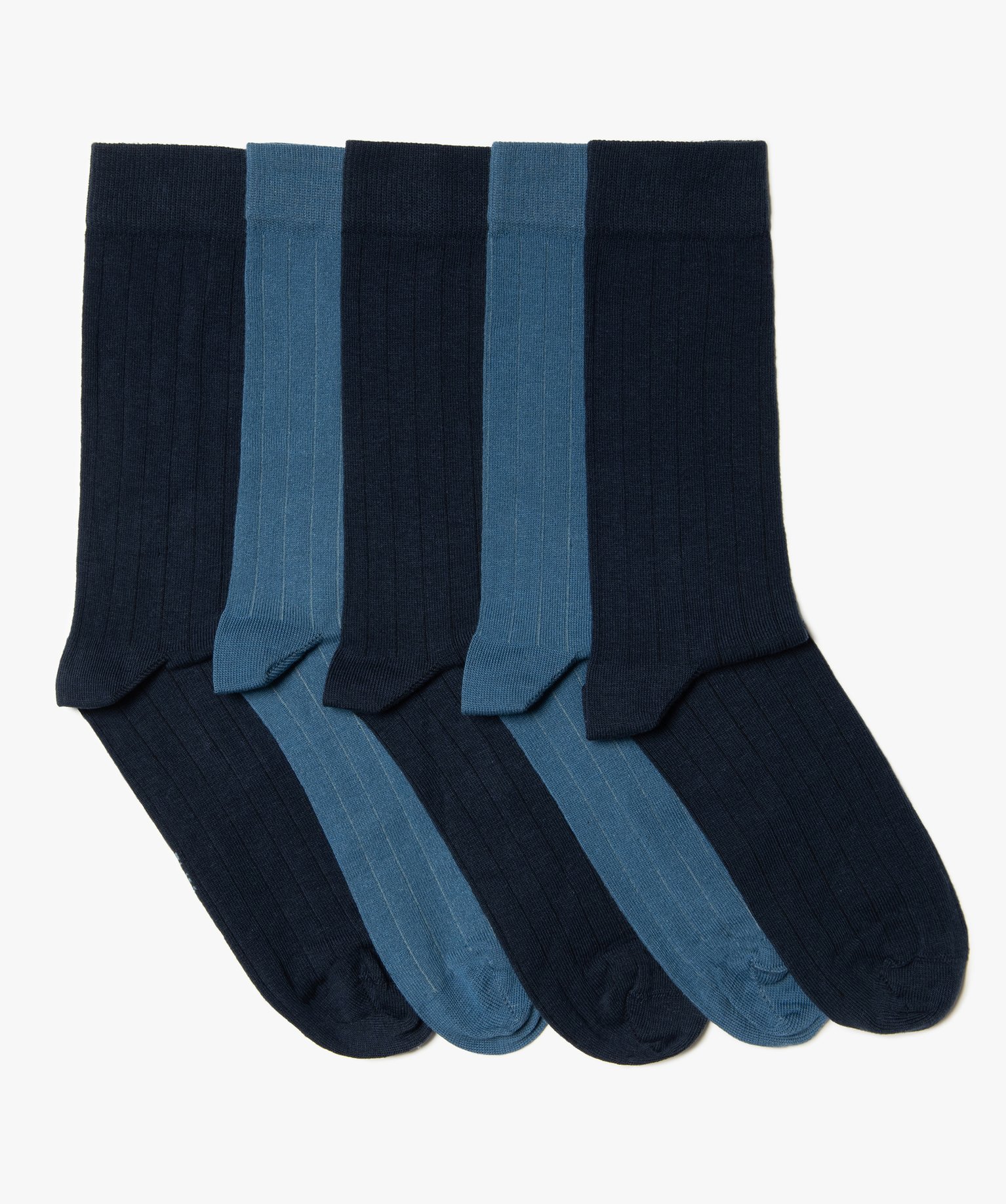 Chaussettes homme en maille ctelée (lot de 5) bleu | GEMO