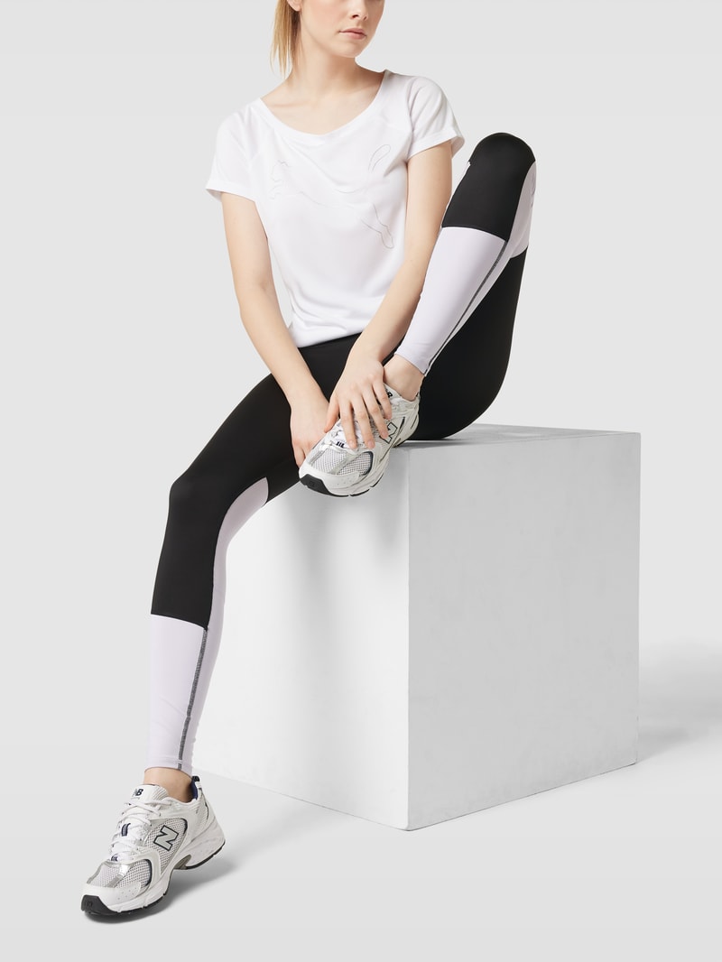 Leggings mit Label-Print in schwarz