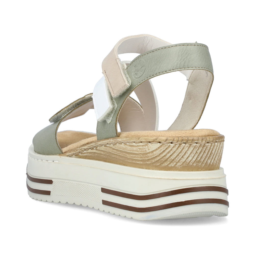 Rieker Damen Keilsandaletten mintgrün-weiß-beige