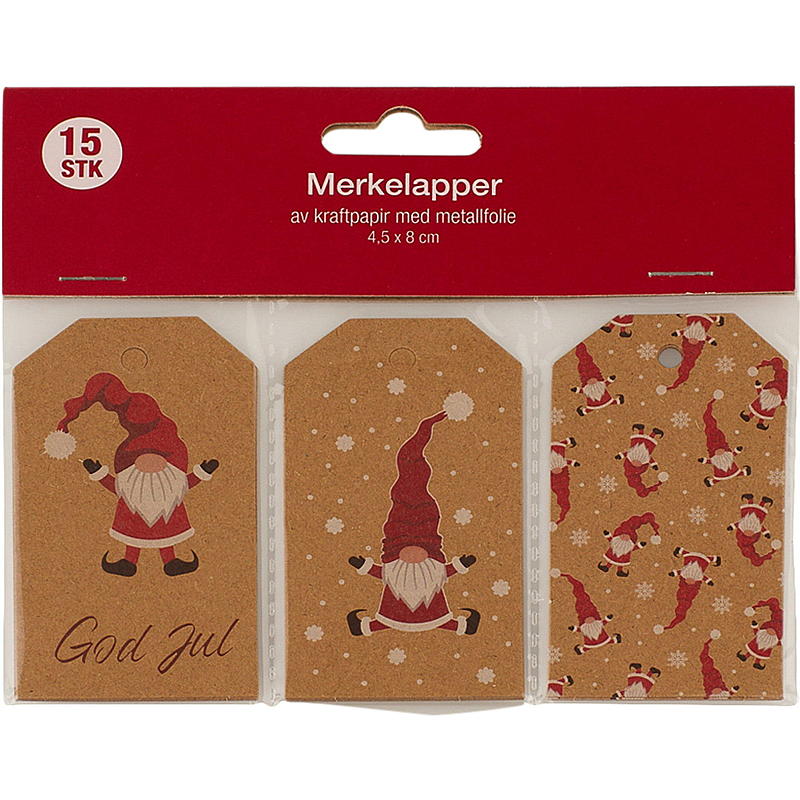 Home Gavemerkelapp 15-pk nisse Kraft