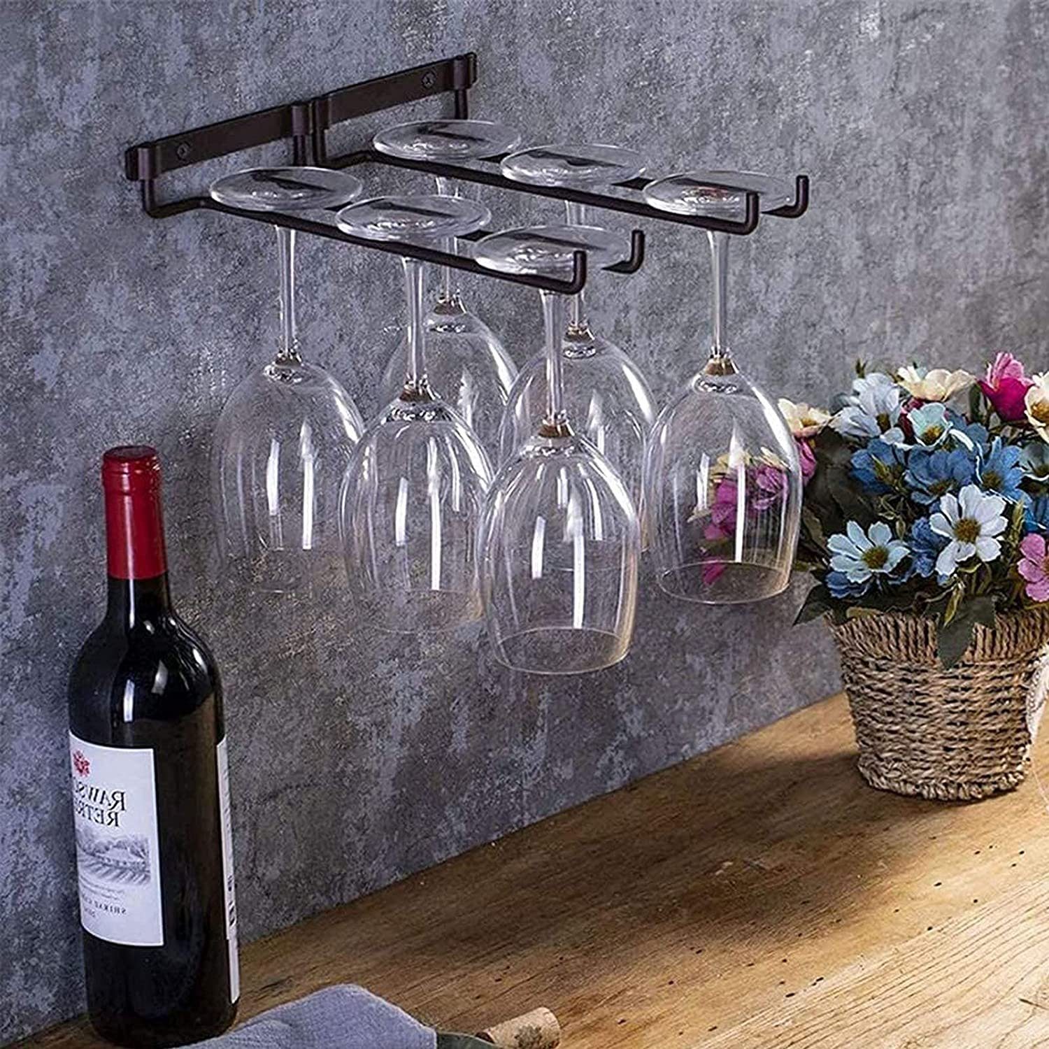 SOTOR Gläserhalter 2 Stück Gläserschiene,Stielgläserregal,Weinglashalter,Weinglas Rack, 2-tlg., Stielgläser Halter Unter Schrank Für Hausbar Küche Bar Pub Restaurant