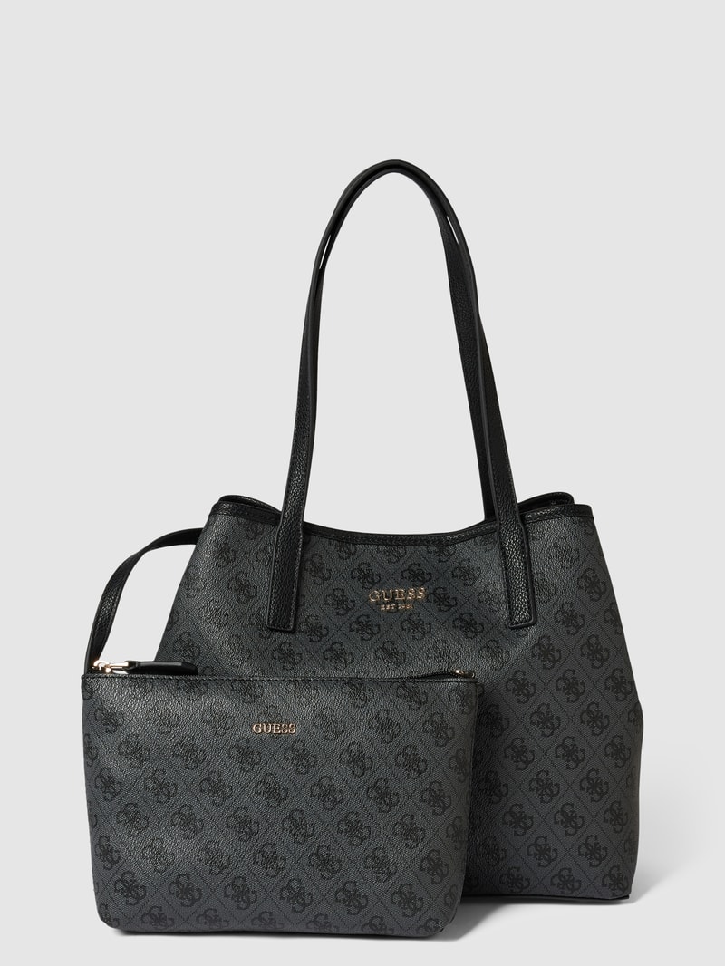 Tote Bag mit Allover-Logo Modell 'VIKKY' in graphit