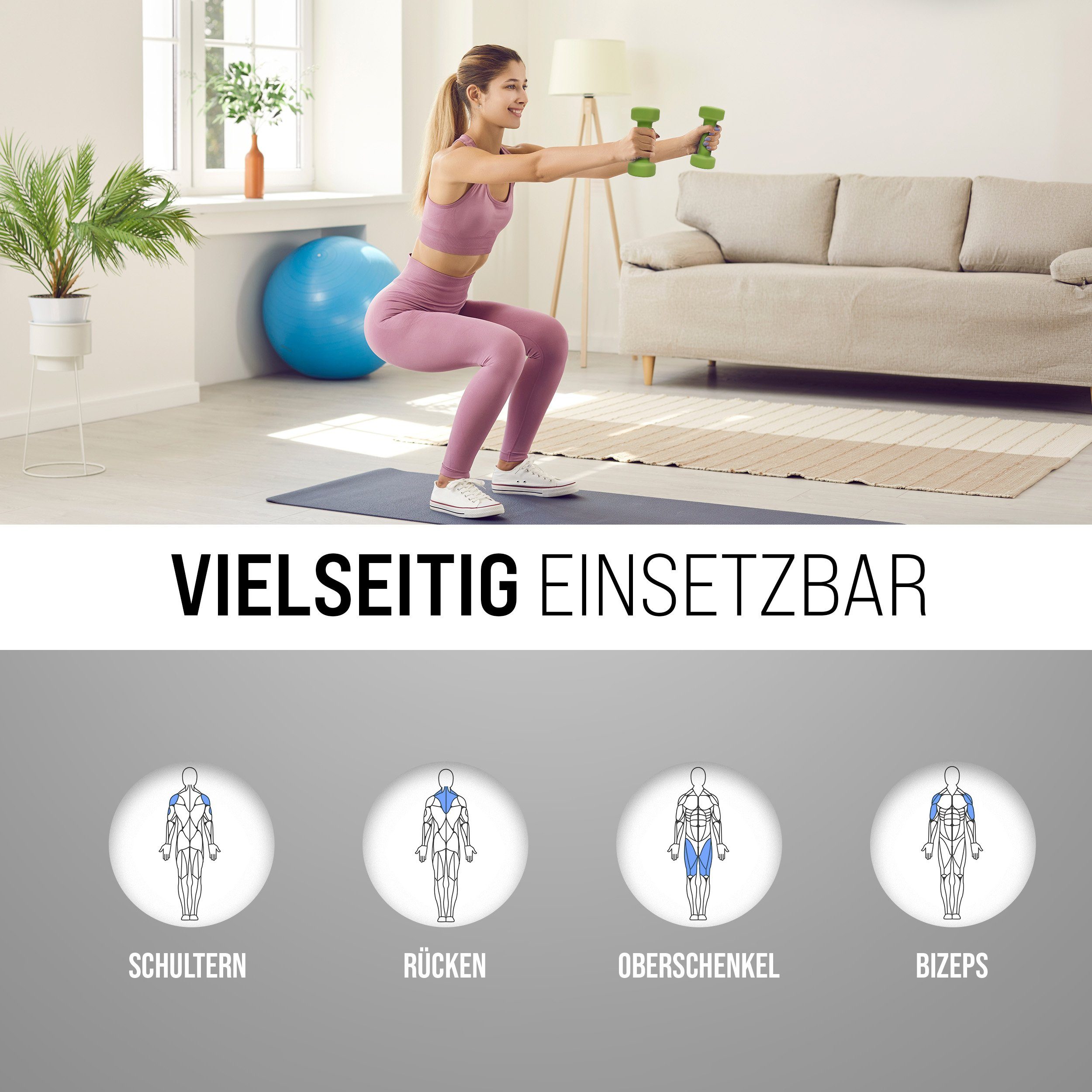 Apollo Hantel-Set Hantel 2er Set Kurzhantel Fitness Hanteln 2 kg bis 10 kg, (2er Set), Rutschfest und robust, für ein effektives Training!
