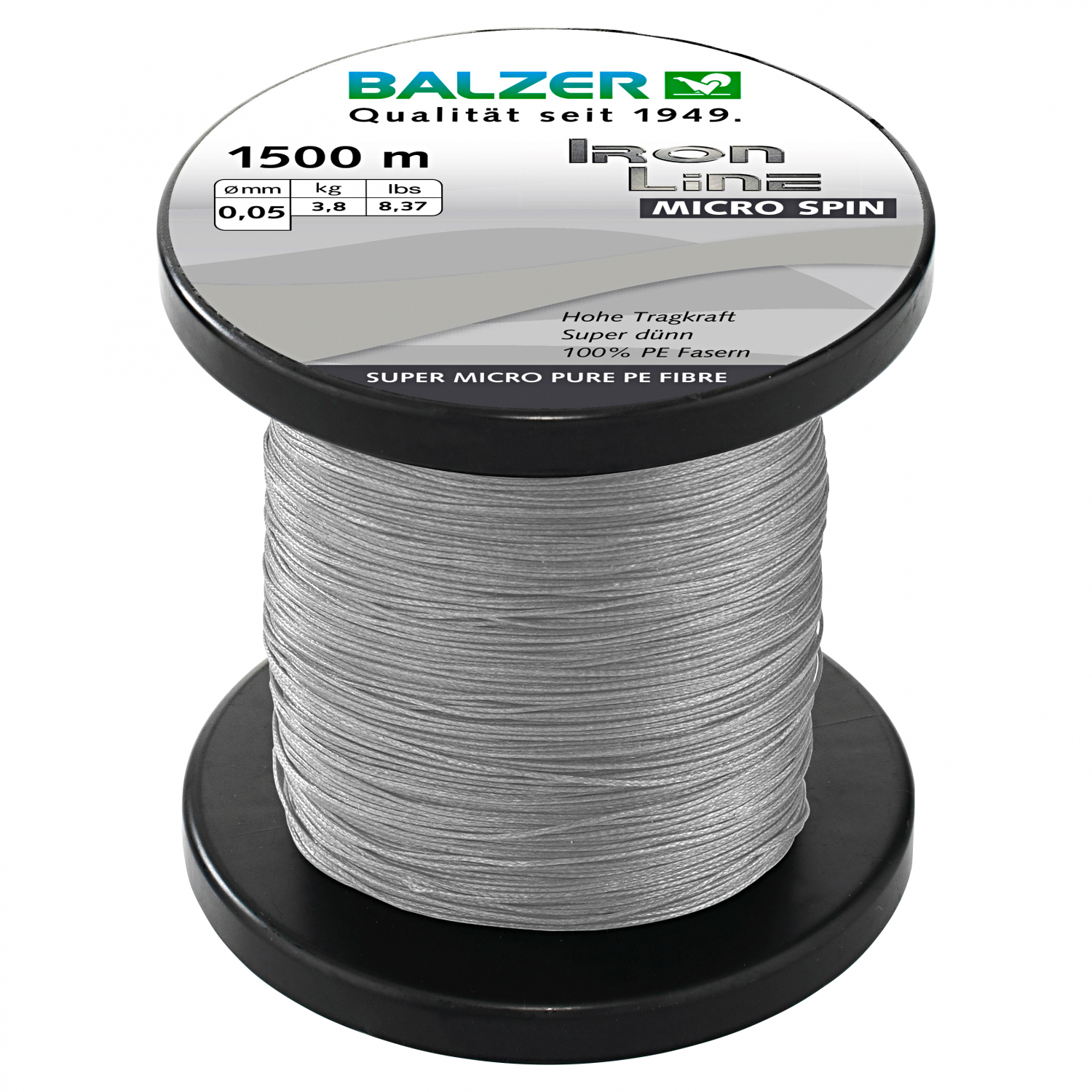 Balzer Angelschnur Iron Line Micro Spin (grau, 1.500 m)