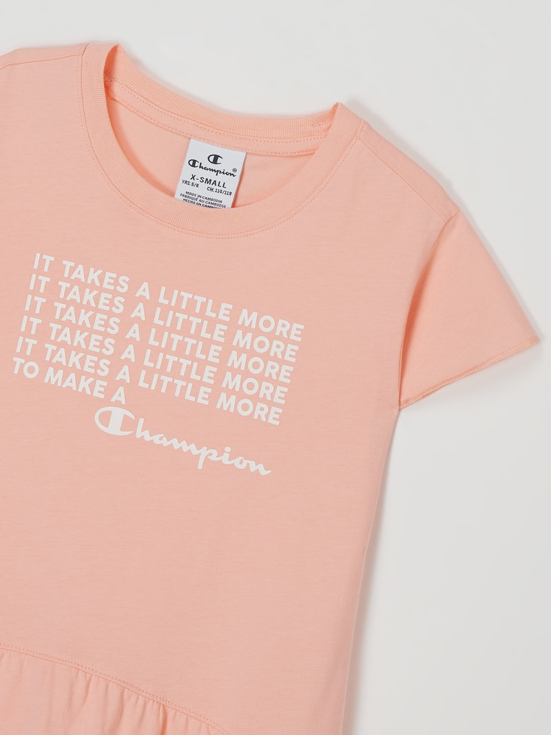 Shirtkleid mit Message-Print in apricot