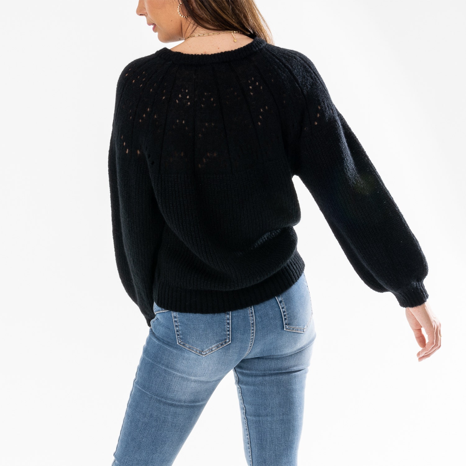 Pull TEXTO noir en tricot fantaisie