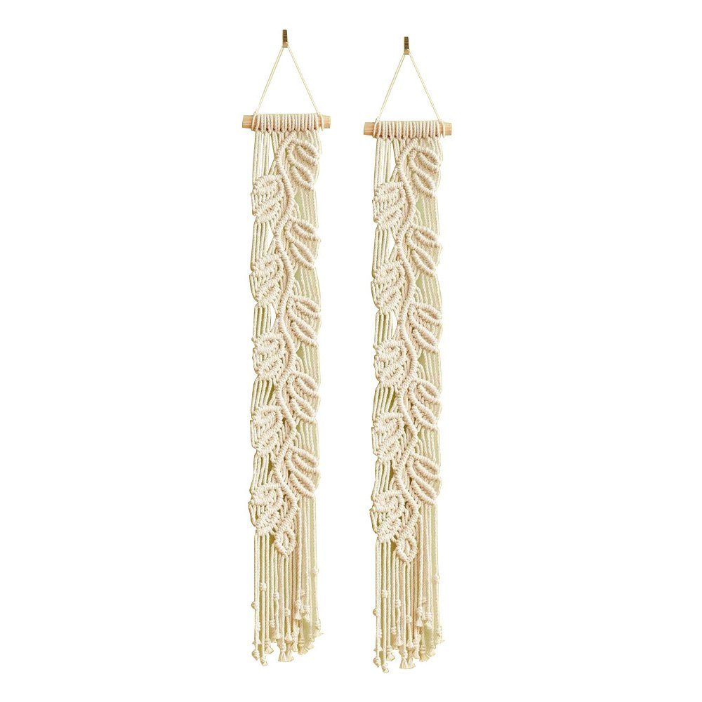 Wandteppich Wandteppich Handgefertigte Blattmuster Makramee Wandbehang Boho 2 Set, FELIXLEO