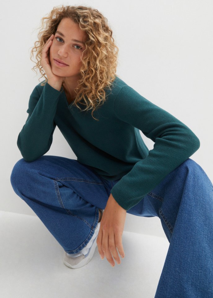 Essential Milano Rib Pullover mit V-Ausschnitt