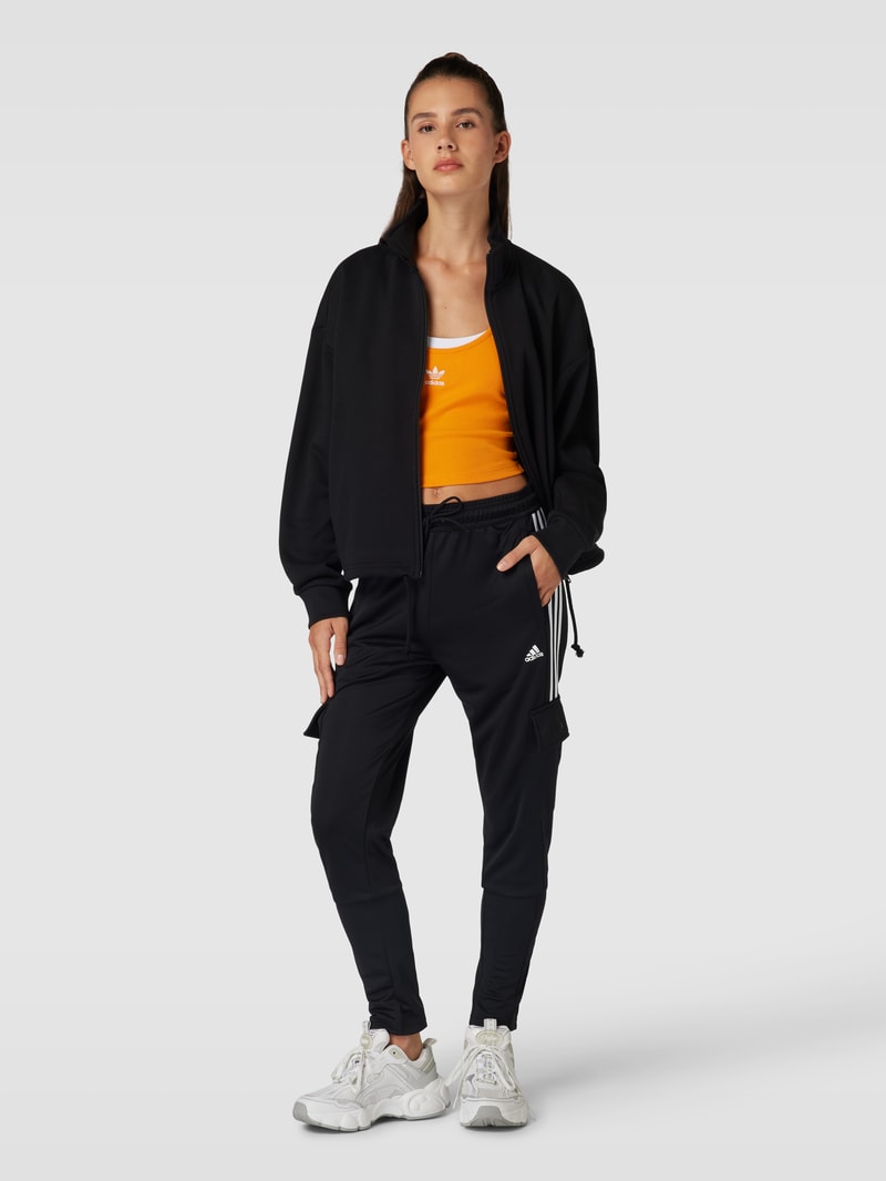 Sweatjacke mit Label-Details in schwarz