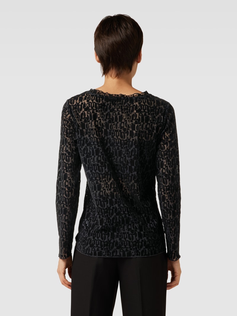Longsleeve in semitransparentem Look in schwarz