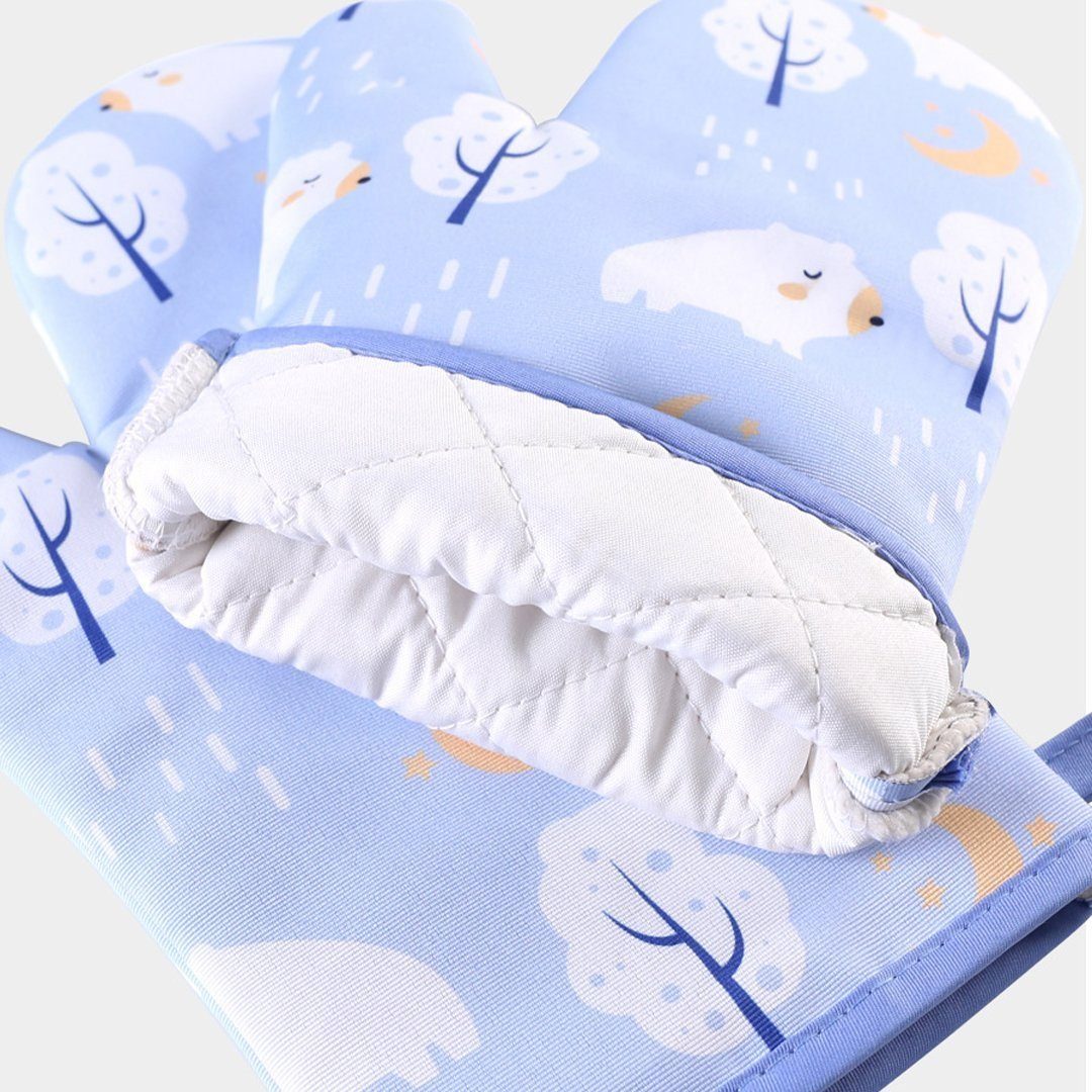 LENBEST Topflappen Ofenhandschuhe, Silikon, hitzebeständig, wasserdicht, Ofenhandschuhe, flexible Ofenhandschuhe mit gestepptem Futter1 Paar