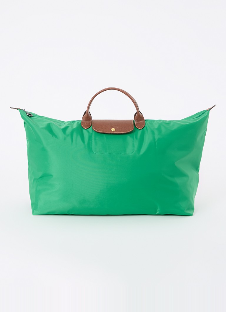 Longchamp Le Pliage Original weekendveske M med skinndetaljer