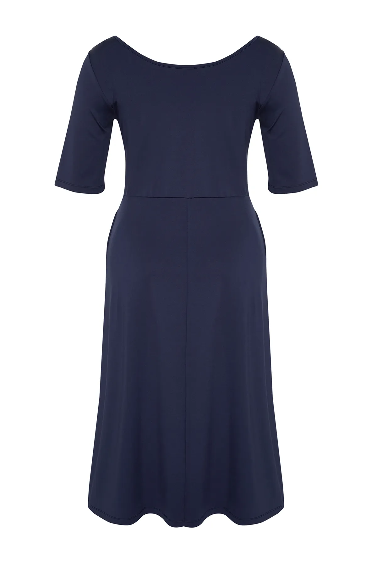 Trendyol Curve  Marineblaues, nachhaltigeres Midi-Strickkleid TBBSS24AH00168