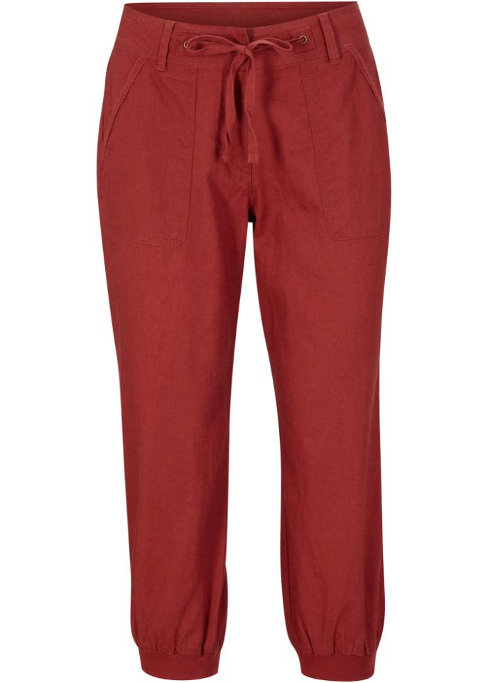 3/4 Hose mit Leinen und Bequembund, Loose-Fit