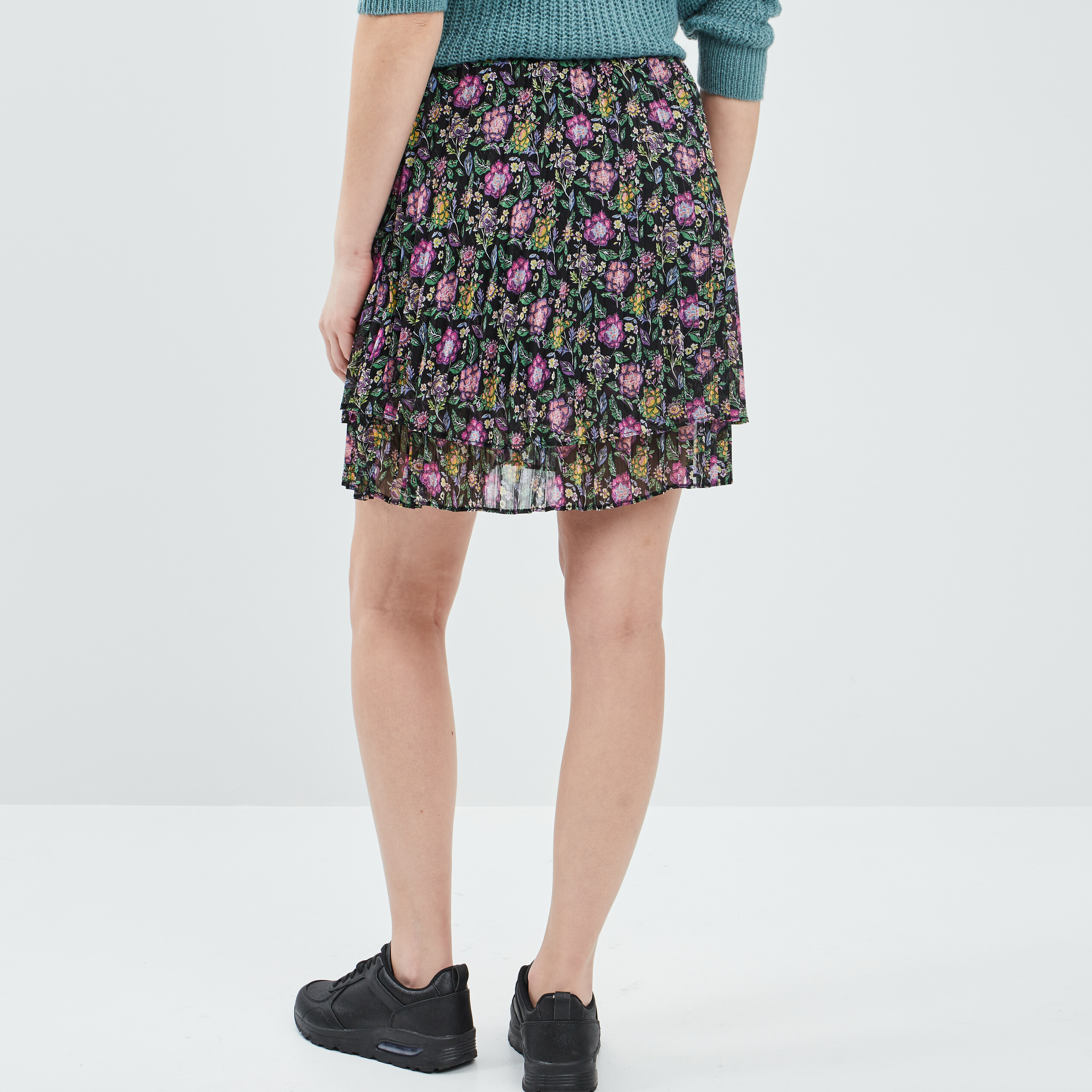 Jupe droite plissée multicolore femme | La Halle
