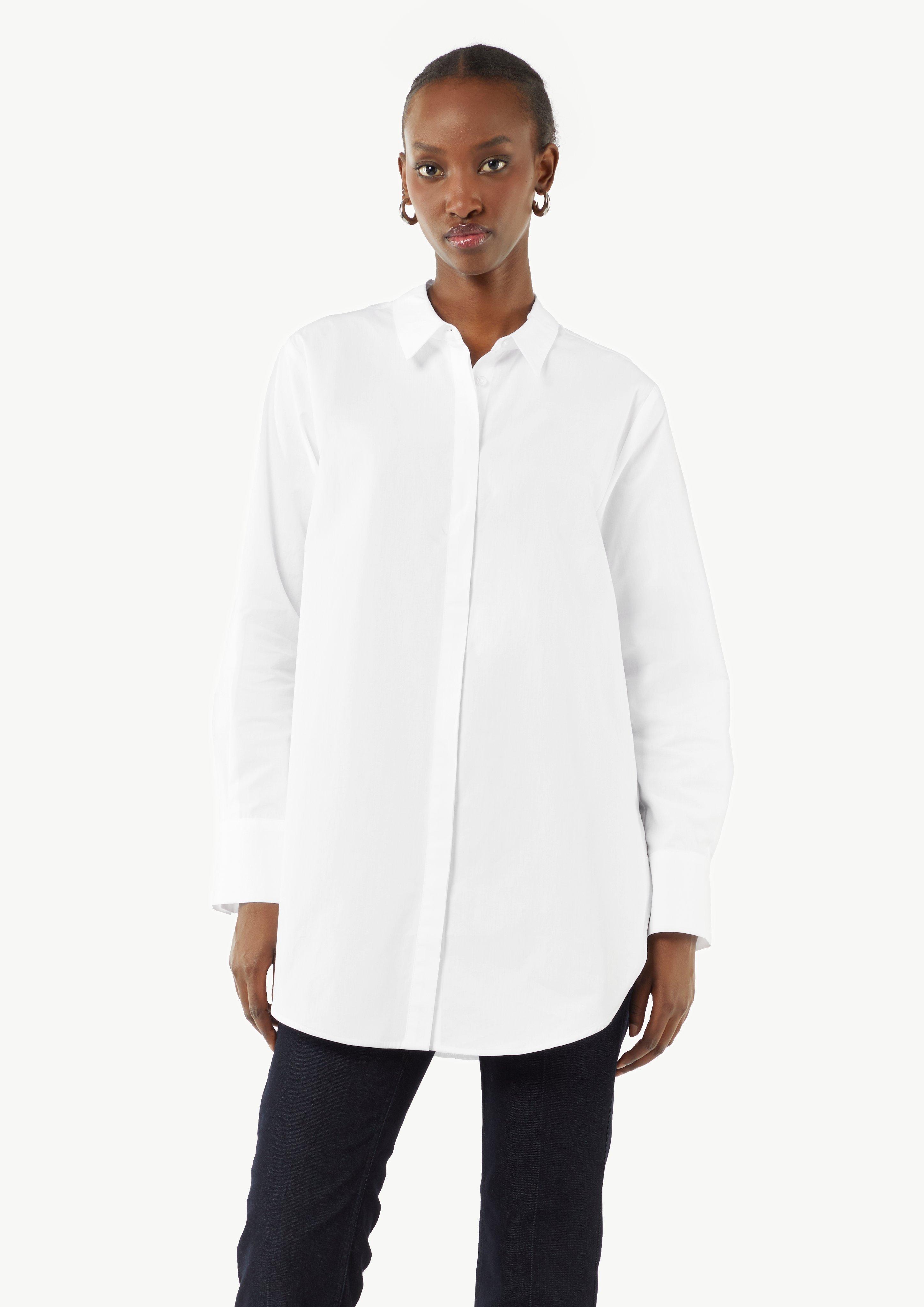 Longbluse aus Popeline im Loose Fit - weiß