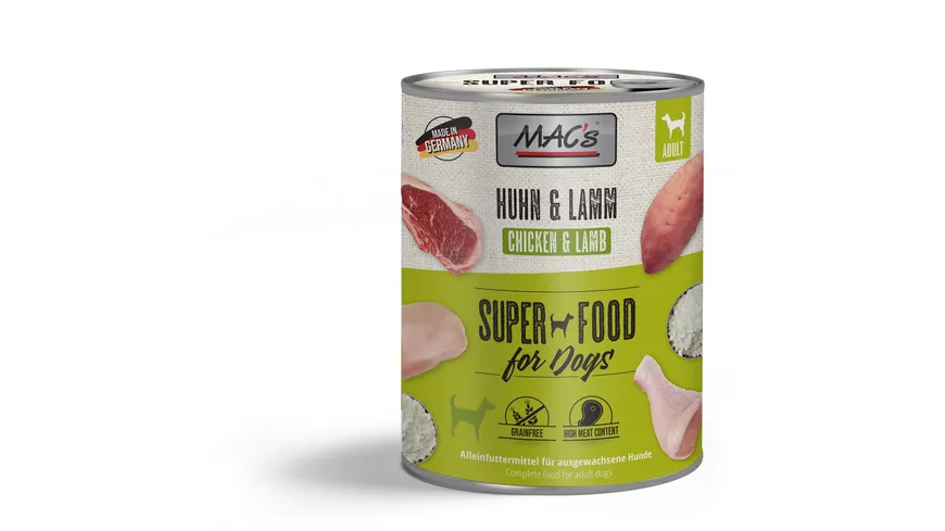 MAC's DOG Hundenassfutter Huhn & Lamm 800 g