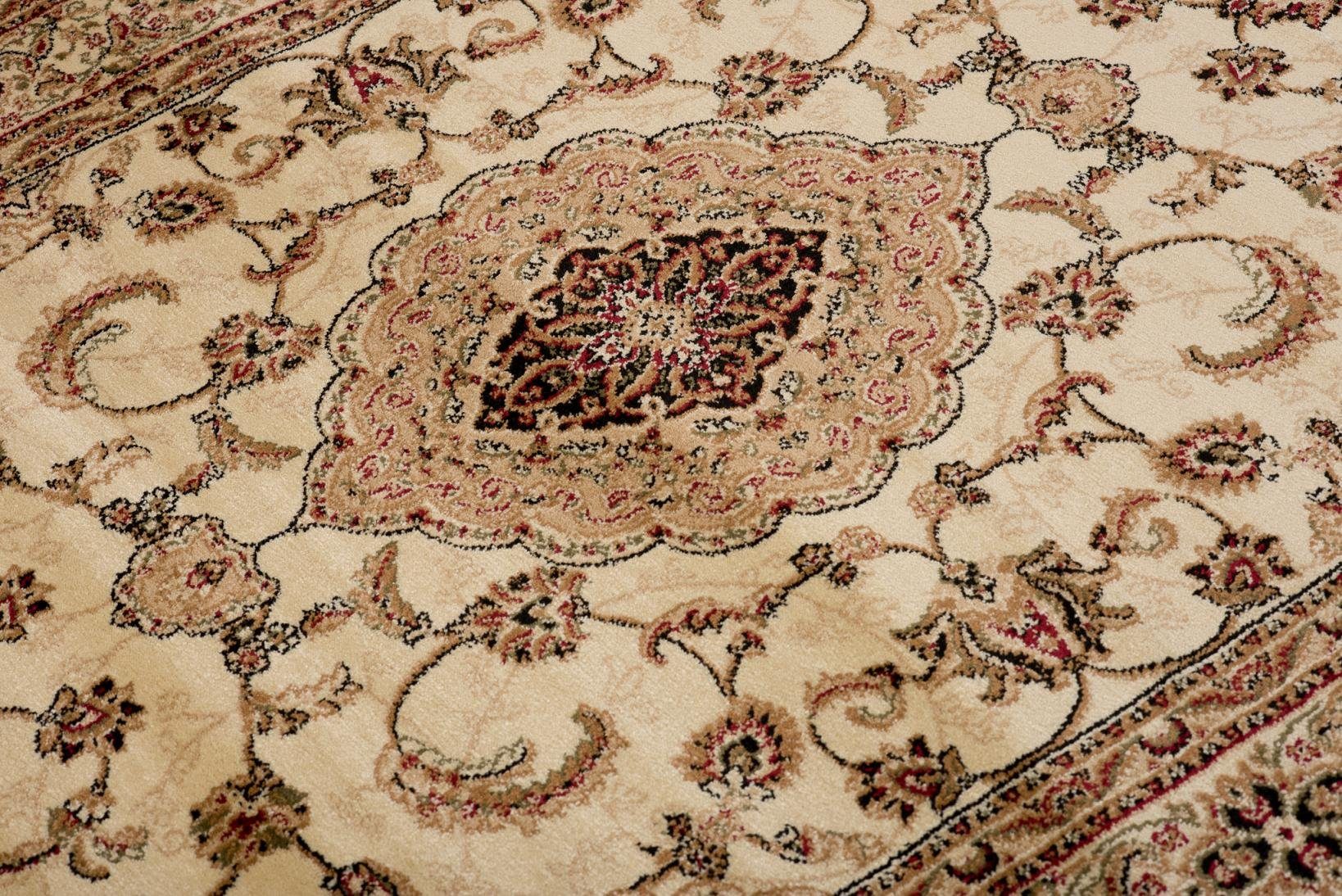Orientteppich Oriente Teppich - Traditioneller Teppich Orient Creme Ivory, Mazovia, 60 x 100 cm, Geeignet für Fußbodenheizung, Pflegeleicht, Wohnzimmerteppich