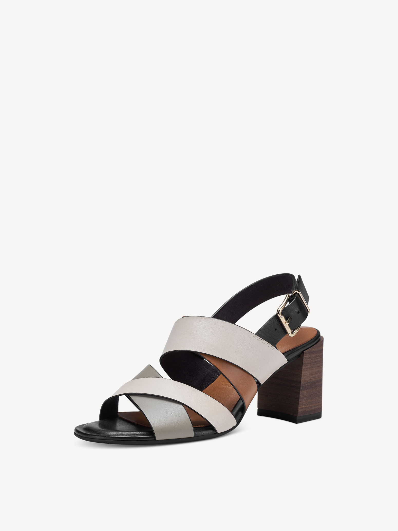 Sandale à talon en cuir - beige