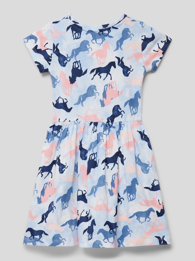 Minikleid mit Allover-Muster in bleu