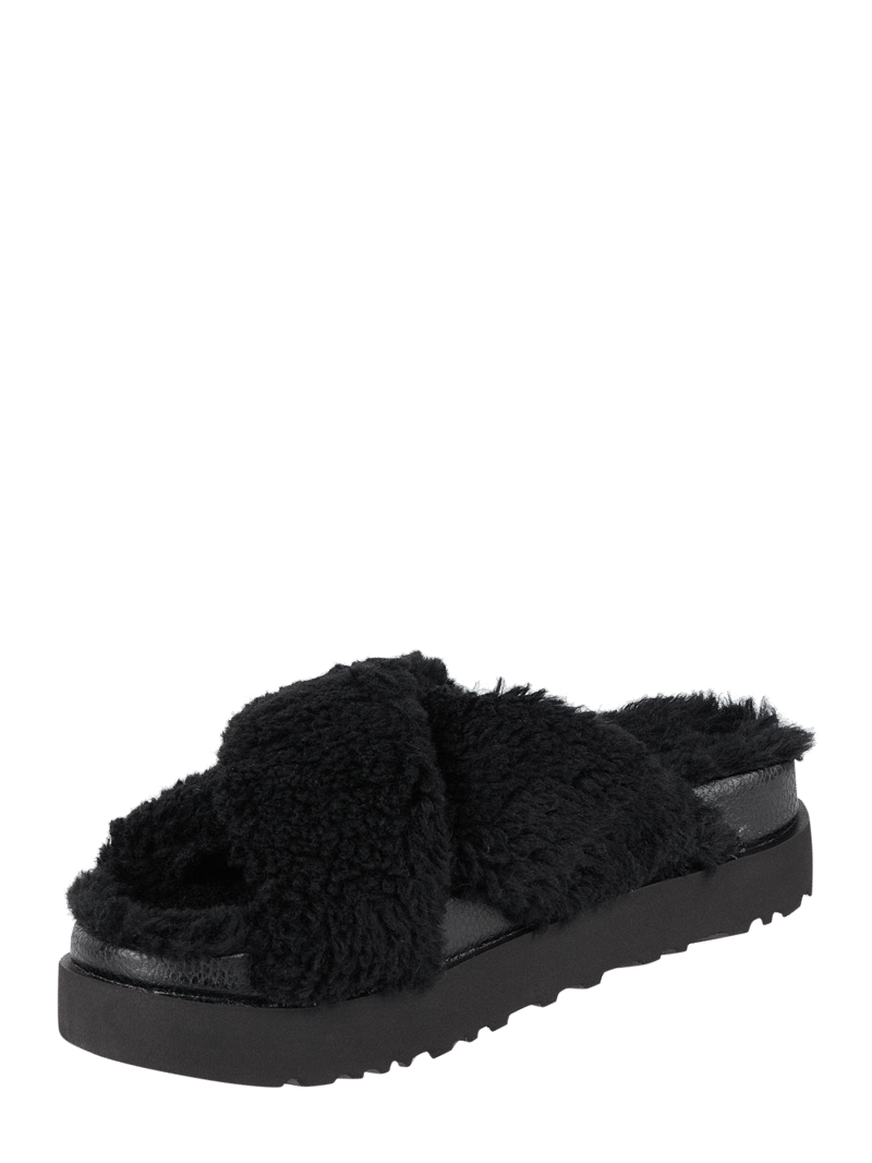 Hausschuhe aus Woll-Lyocell-Mix Modell 'Fuzz Sugar' in schwarz