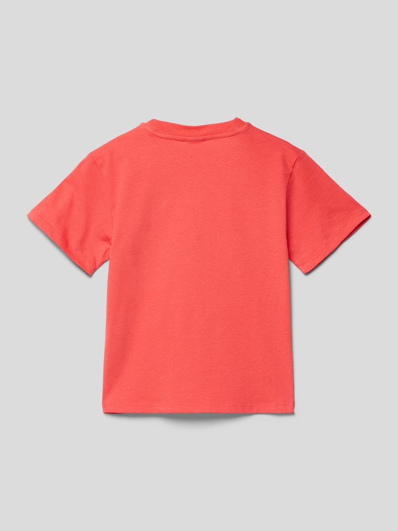 T-Shirt aus Baumwolle mit Paillettenbesatz in koralle