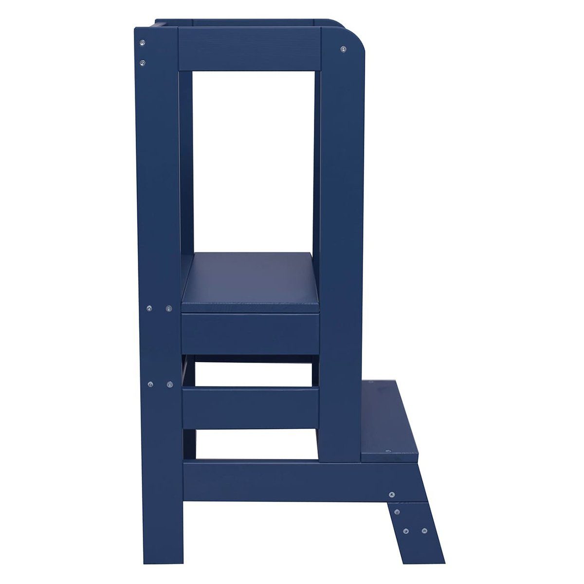 MeowBaby Stehhilfe Lernturm für Kinder Montessori Lernstuhl Blau (1 St), Kinderhocker, Höhenverstellbar, Abgerundete Ecken & Kanten