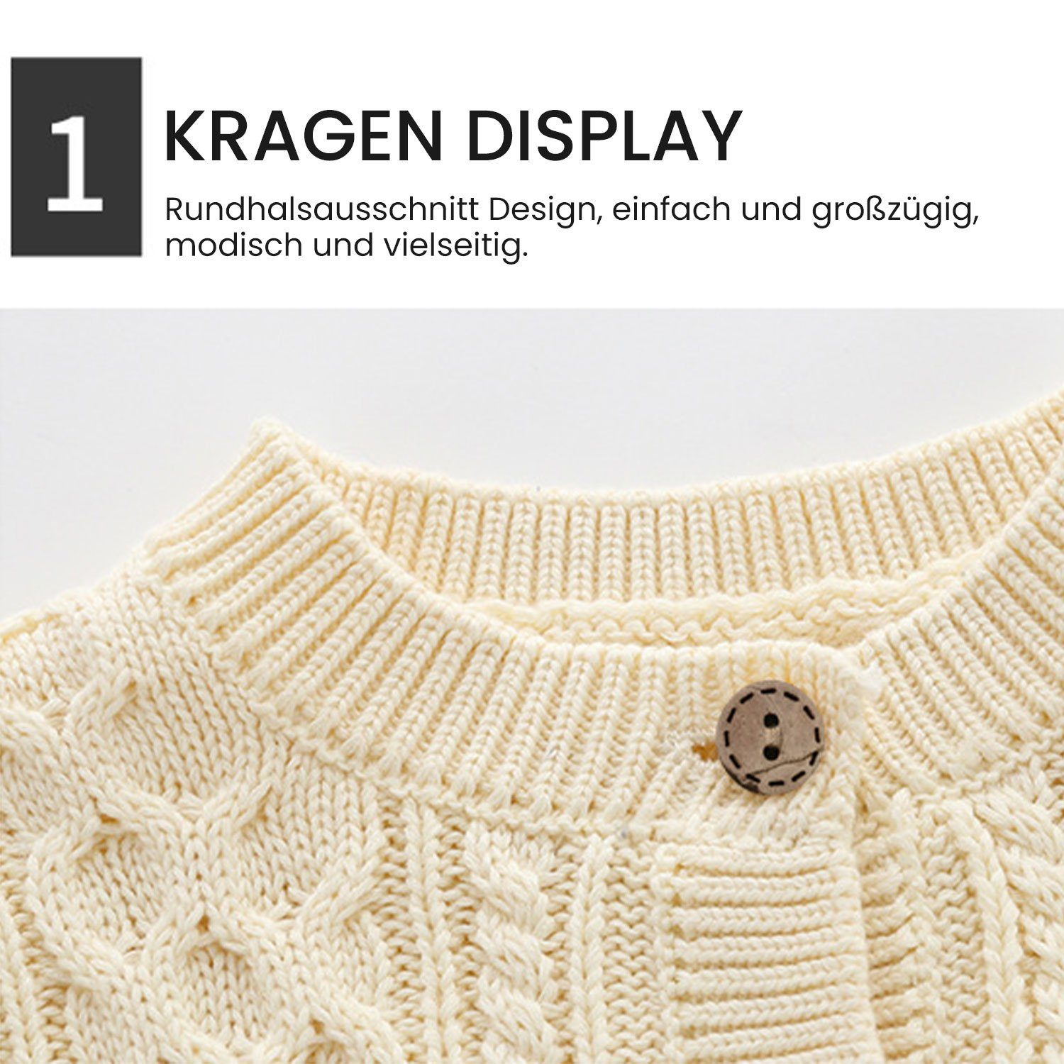 TOPMELON Strickjacke Häkelpullover Kleinkind-Zopfmuster Pullover Sweatshirt