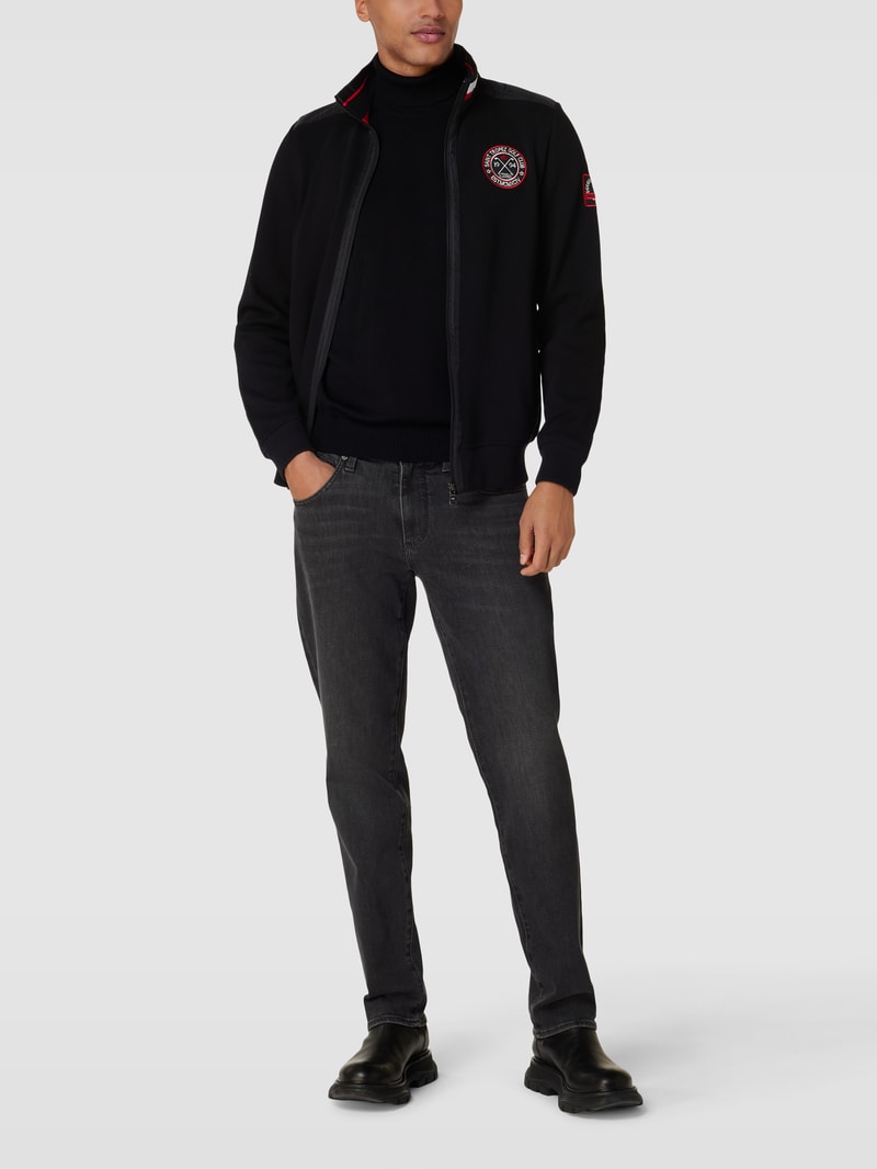Sweatjacke mit Label-Patch in schwarz