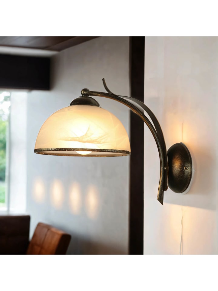 Licht-Erlebnisse Wandlampe in Messing Antik Weiß günstig kaufen onesize