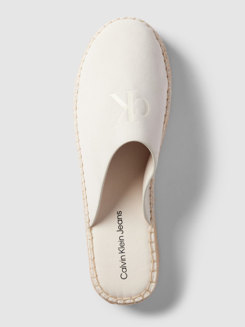 Mules aus Leder mit Plateausohle Modell 'ROPE' in weiss