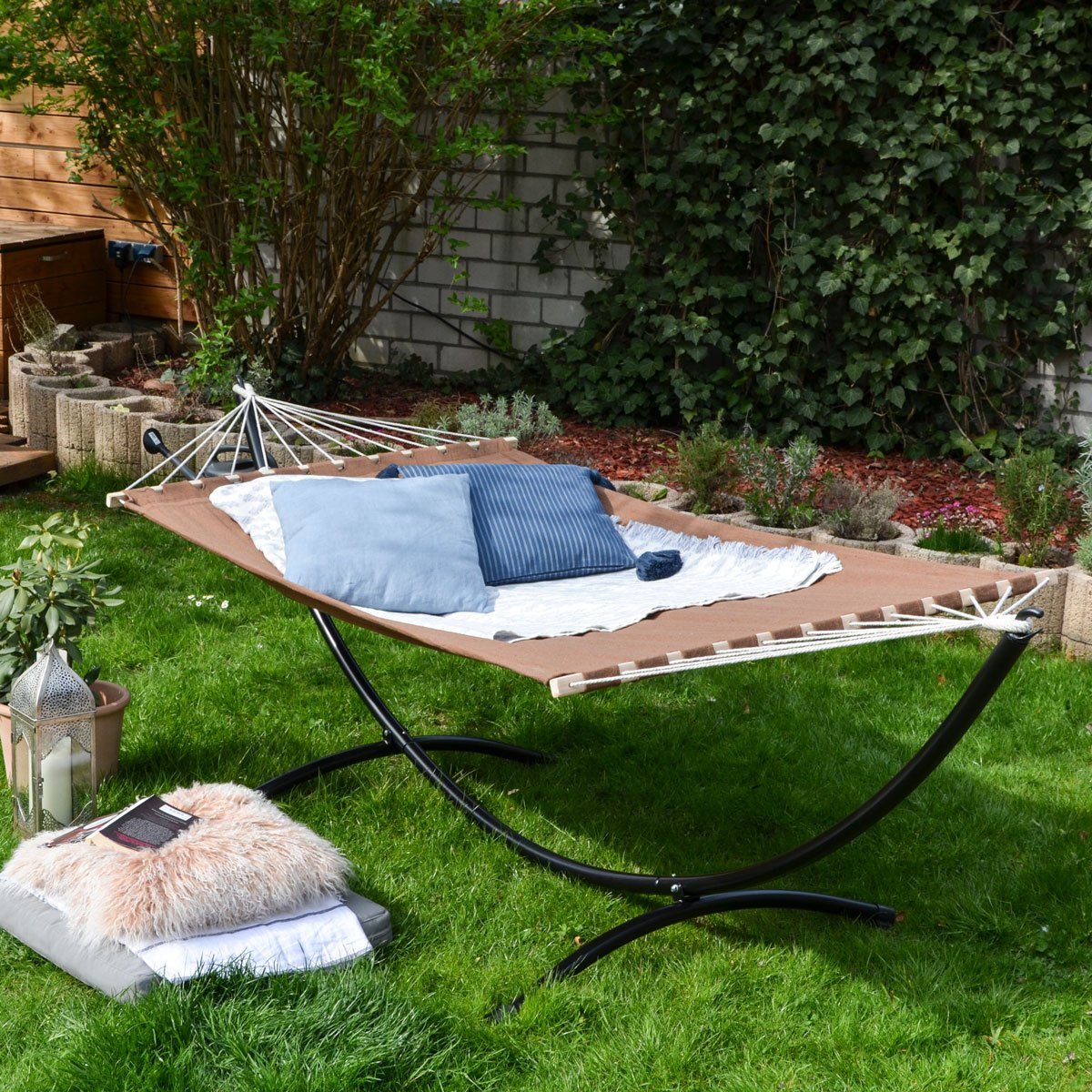 AMANKA Hängematte XXL Hängematte für 2 Personen 285x120cm bis 150 kg, 185x115 cm Hängematte Braun