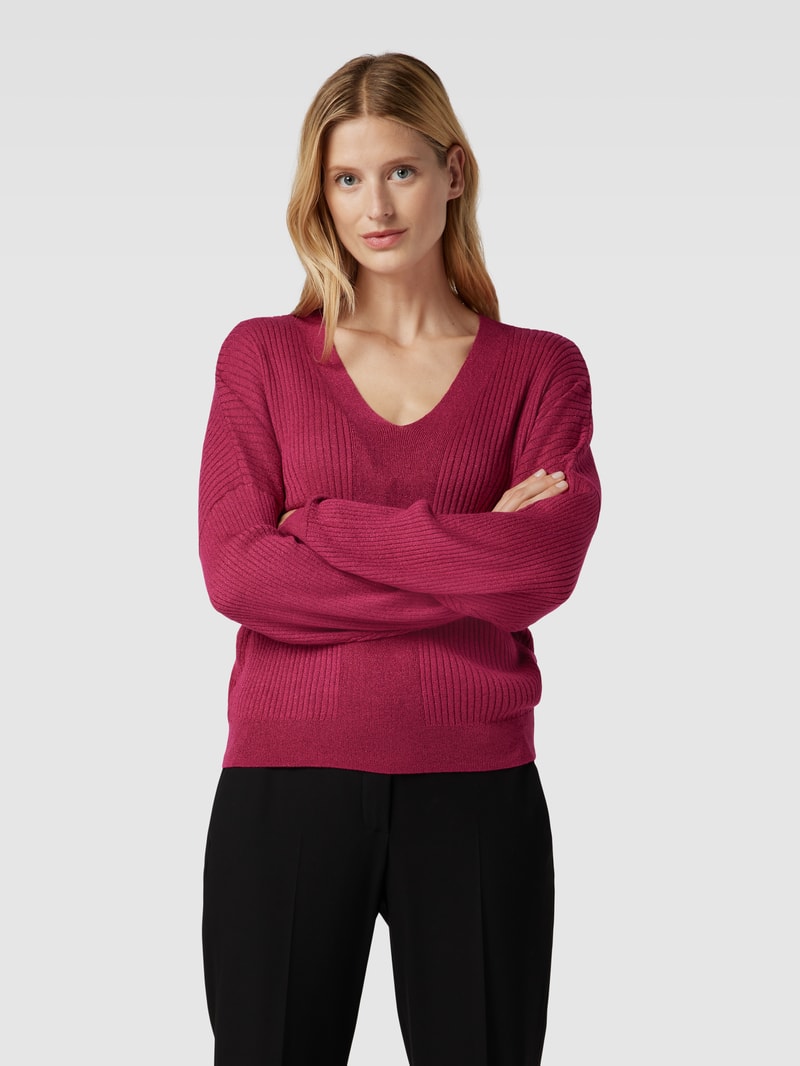 Strickpullover mit V-Auschnitt in pink
