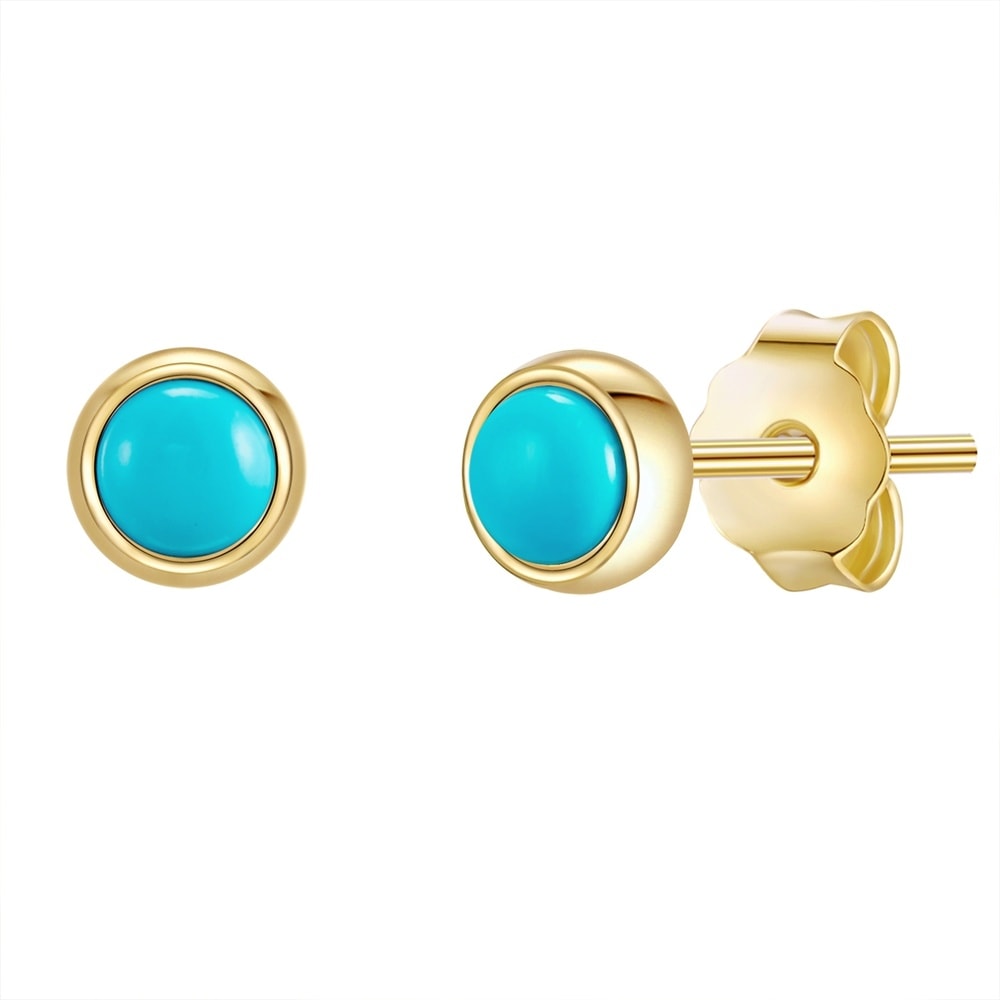 Glanzstücke München Puces d'oreilles en argent Argent sterling Turquoise reconstituée en Or jaune Boucles d'oreilles