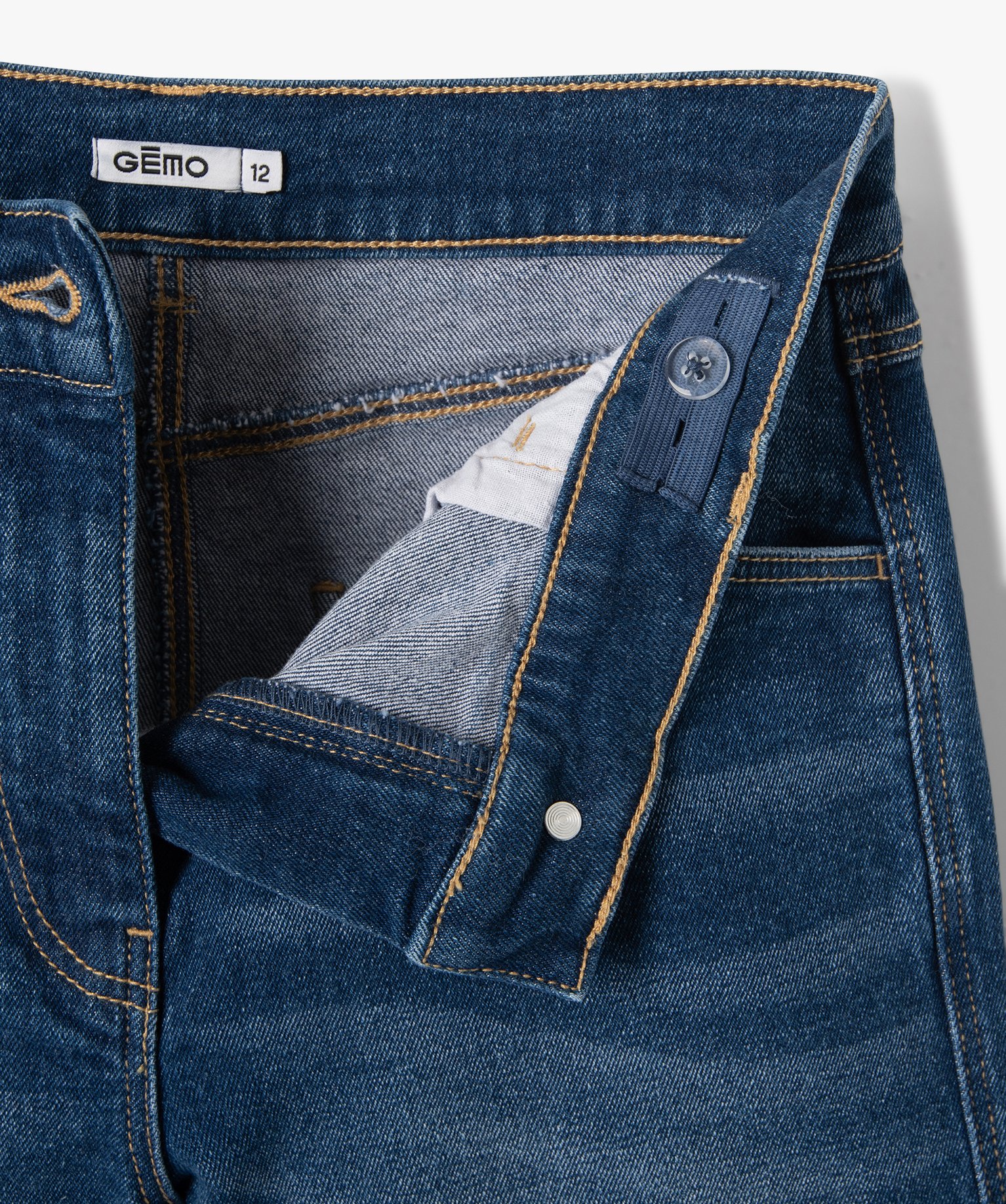 Short fille en jean avec revers cousus stone | GEMO