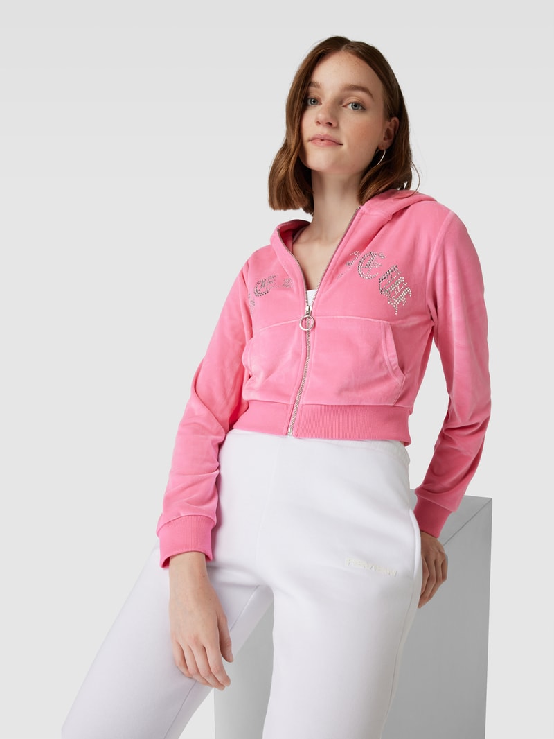 Sweatjacke mit Label-Detail in fuchsia
