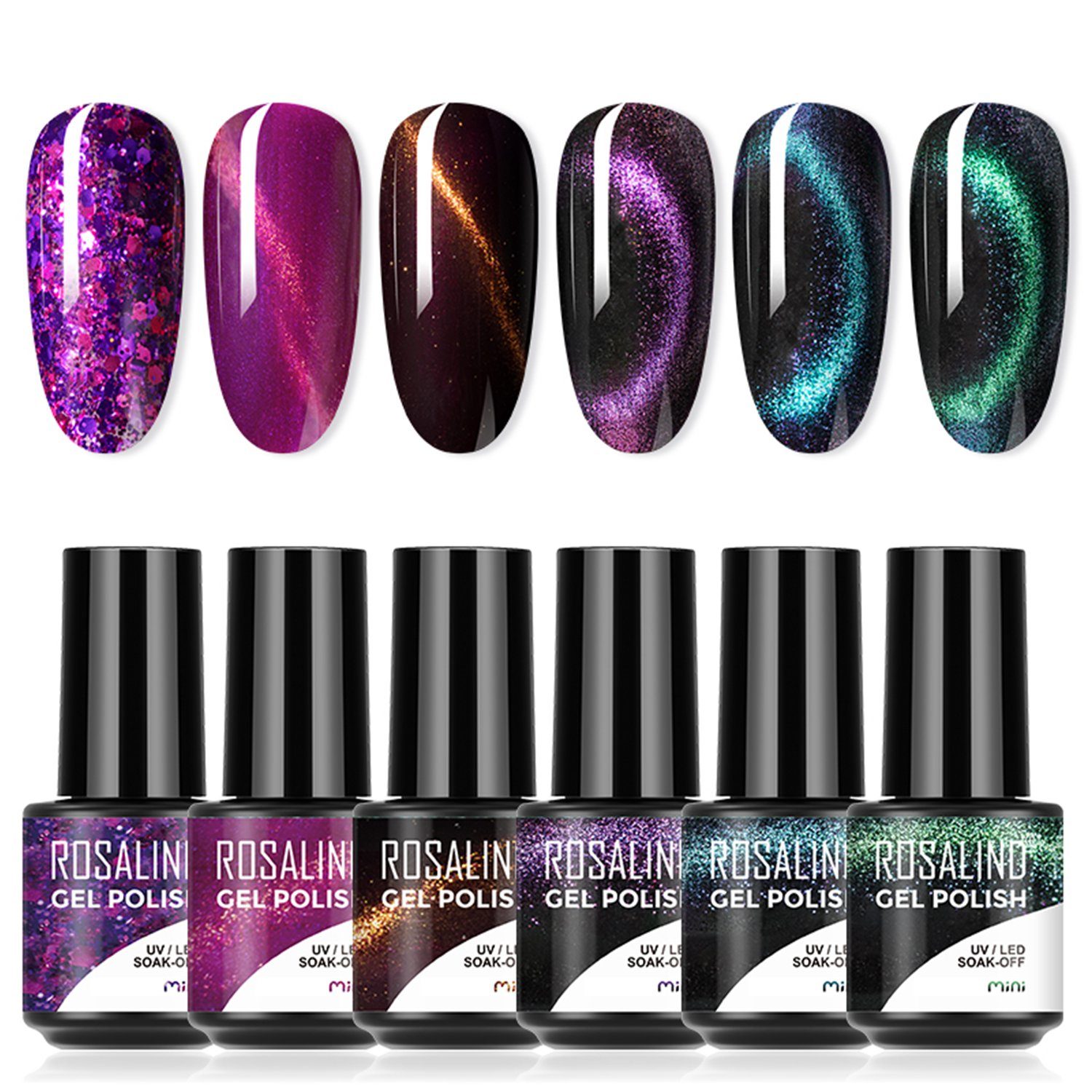 Scheiffy Nagellack-Set 6 Farben Gel Nagellack Set,Glitter UV Aushärtung,7 ml Nagelgel